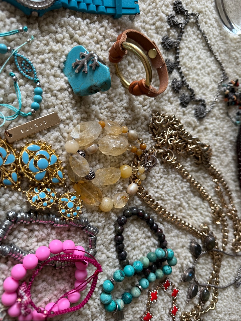 Estate Mystery Jewelry Jar Vintage Boho Gemstone Mixed Wearable Lot - Picture 12 of 15